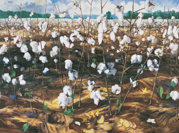 North Carolina artist J. Chris Wilson's Landscape Painting <em>Cotton Field, Cool Spring</em> see also "From Murphy to Manteo--An Artist's Scenic Journey"