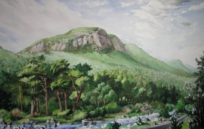 North Carolina artist J. Chris Wilson's Landscape Painting <em>Chimney Rocky Mountain</em> "From Murphy to Manteo--An Artist's Scenic Journey"
