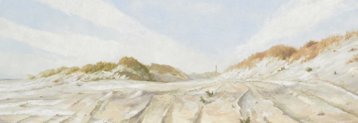 North Carolina artist J. Chris Wilson's Landscape Painting <em>Dunes on the Cape Hatteras National Seashore--Bodie Island</em> "From Murphy to Manteo--An Artist's Scenic Journey"