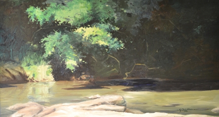 North Carolina artist J. Chris Wilson's Landscape Painting <em>Light and Shadow, Tar River</em> see also "From Murphy to Manteo--An Artist's Scenic Journey"