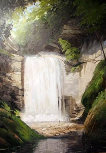 North Carolina artist J. Chris Wilson's Landscape Painting <em>Looking Glass Falls, Transylvania County</em> "From Murphy to Manteo--An Artist's Scenic Journey"