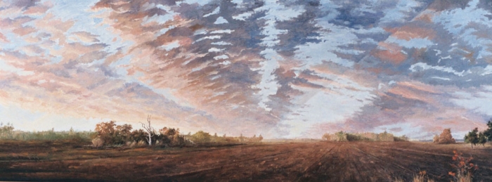 North Carolina artist J. Chris Wilson's Landscape Painting <em>The Last of the Day at Woodley, Tyrrell County</em> "From Murphy to Manteo--An Artist's Scenic Journey"